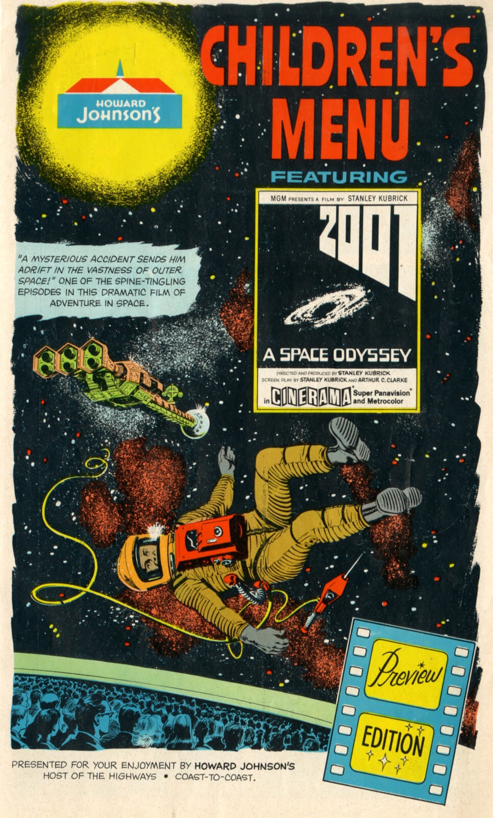 Howard Johnson’s 2001: A Space Odyssey-inspired children’s menu