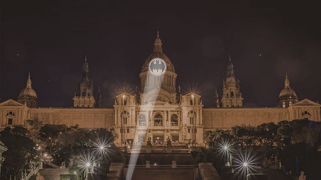 Rendering of what the Bat-Signal will look like on Barcelona's Museu Nacional d’Art de Catalunya on 21st September 2019 at 8.00pm local time. Photo: Business Wire