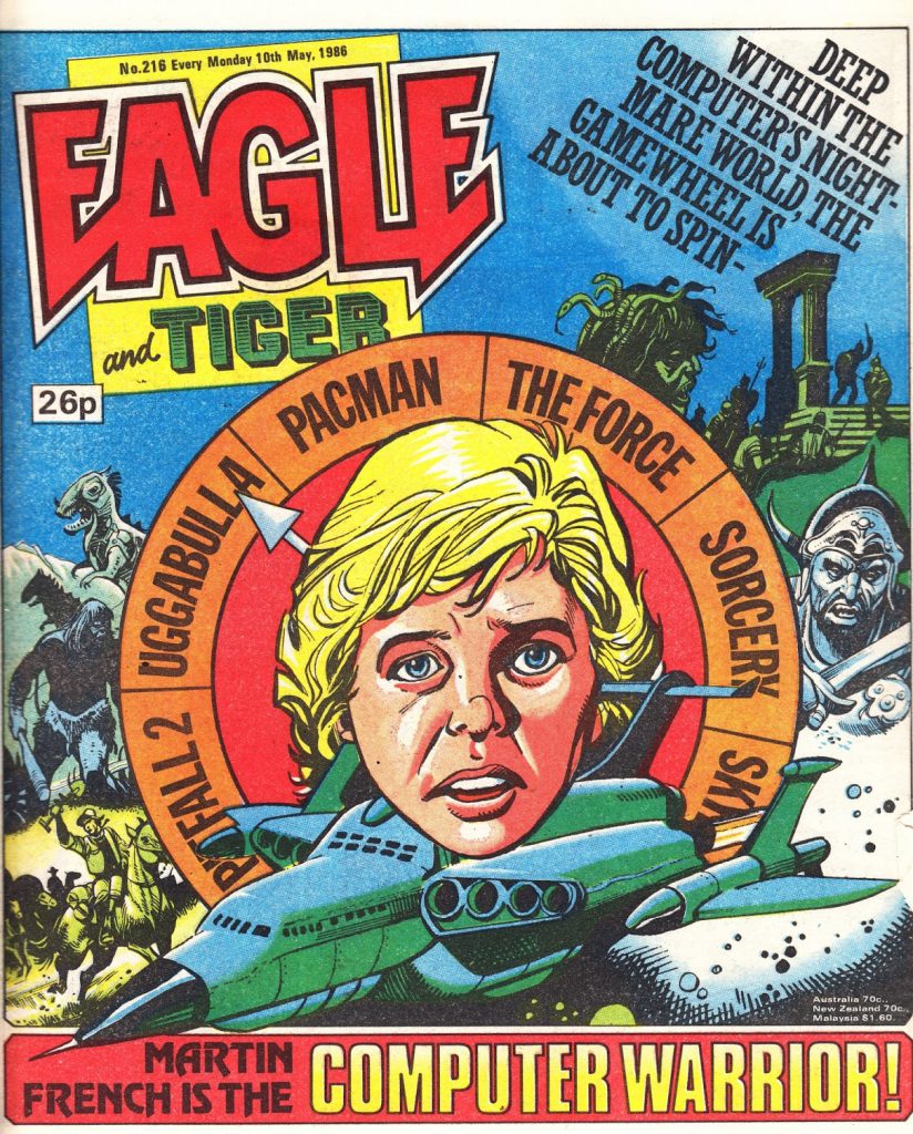A "Computer Warrior" cover for Eagle - cover dated 10th May 1986. Art by Mike Western