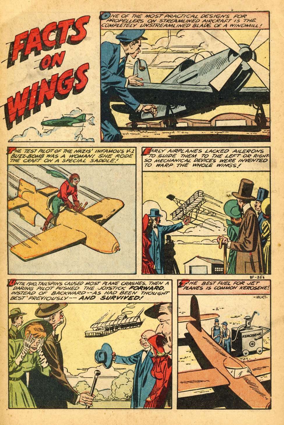 “Facts on Wings” as published in Jet Fighters #7, art by Mort Meskin