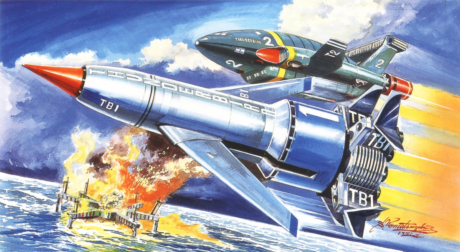 “Thunderbird 1” box art by Shigeru Komatsuzaki (1964)