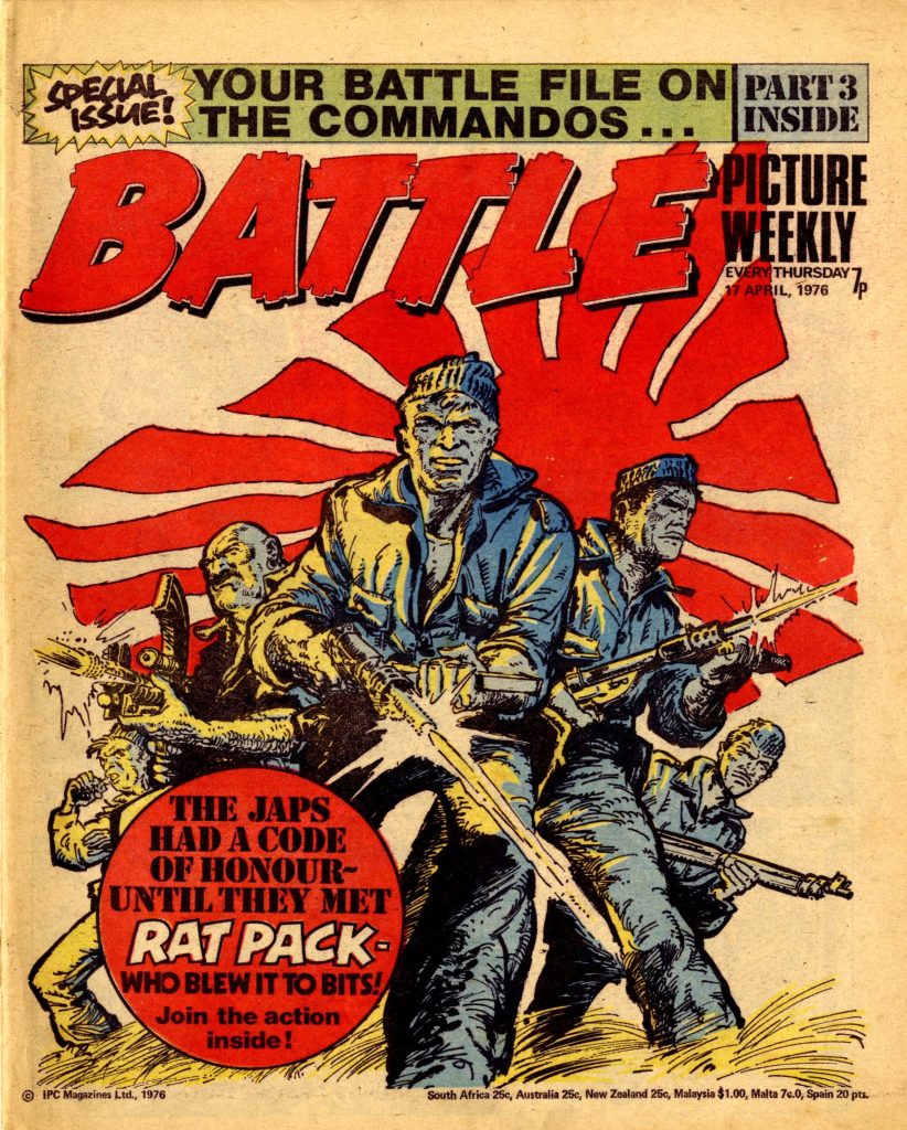 The cover of Battle, cover dated 17th April 1976 - featuring Rat Pack. Art by Carlos Ezquerra. With thanks to Great News For All Readers