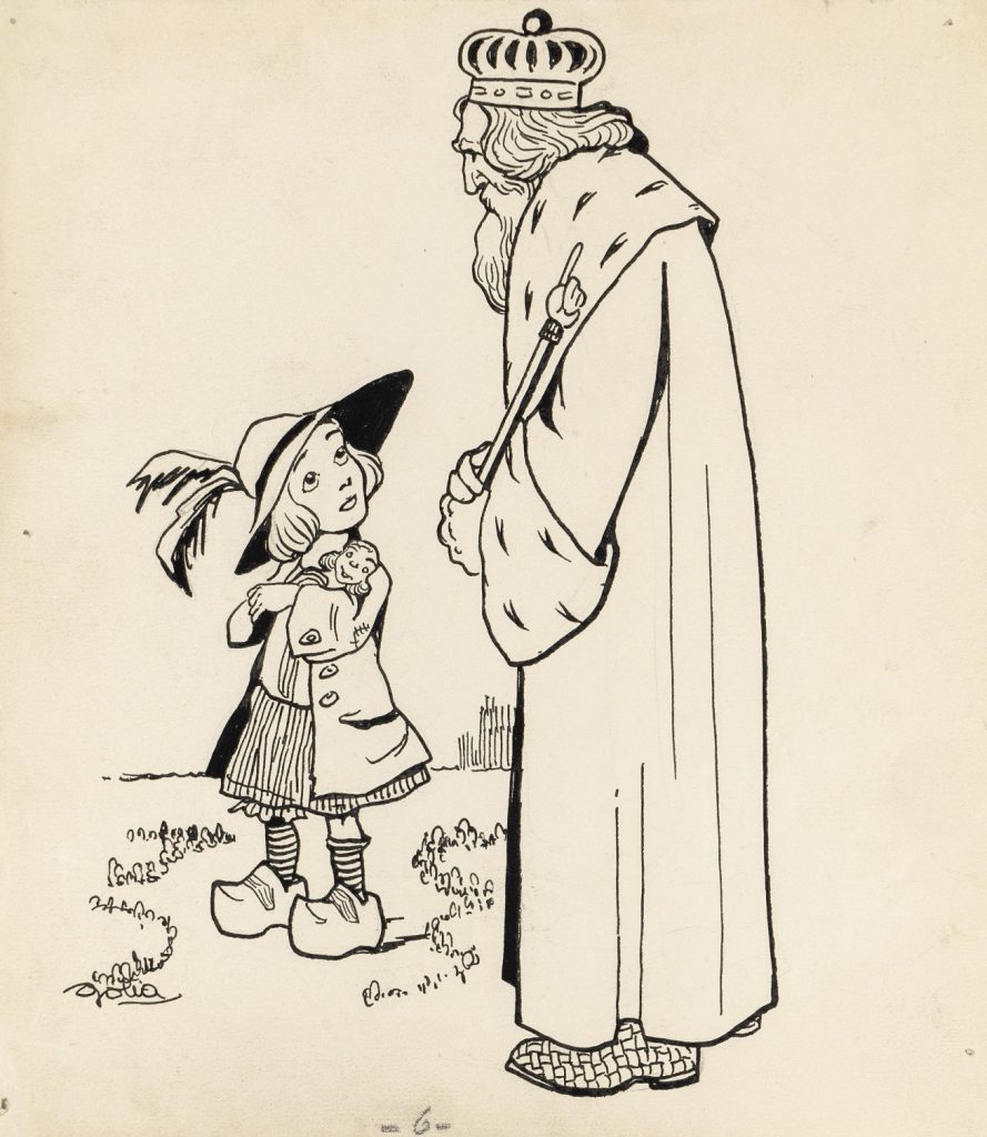 "The King and the Child", a fairy tale illustration by Goliath (Eugenio Colmo) in the 1910s