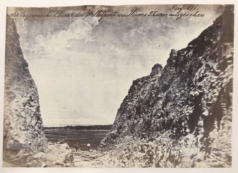 In 1873, Heinrich Schliemann dug a huge trench right through the centre of the mound of Troy. This showed that the mound was made up of the layers of successive settlements