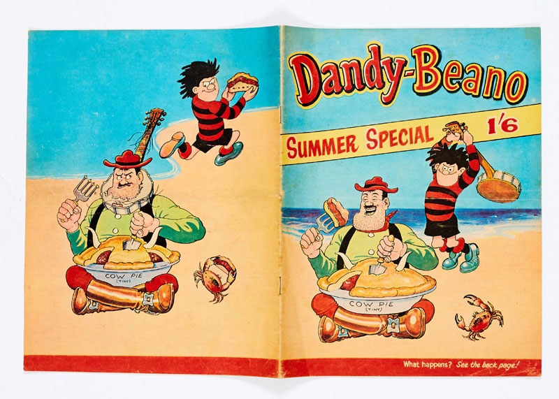 Dandy-Beano Summer Special (1963). The first DC Thomson publication to combine Beano and Dandy characters. Dennis the Menace, Desperate Dan, Biffo, Korky, General Jumbo, Minnie the Minx, Corporal Clott and Roger the Dodger - all present and incorrect!