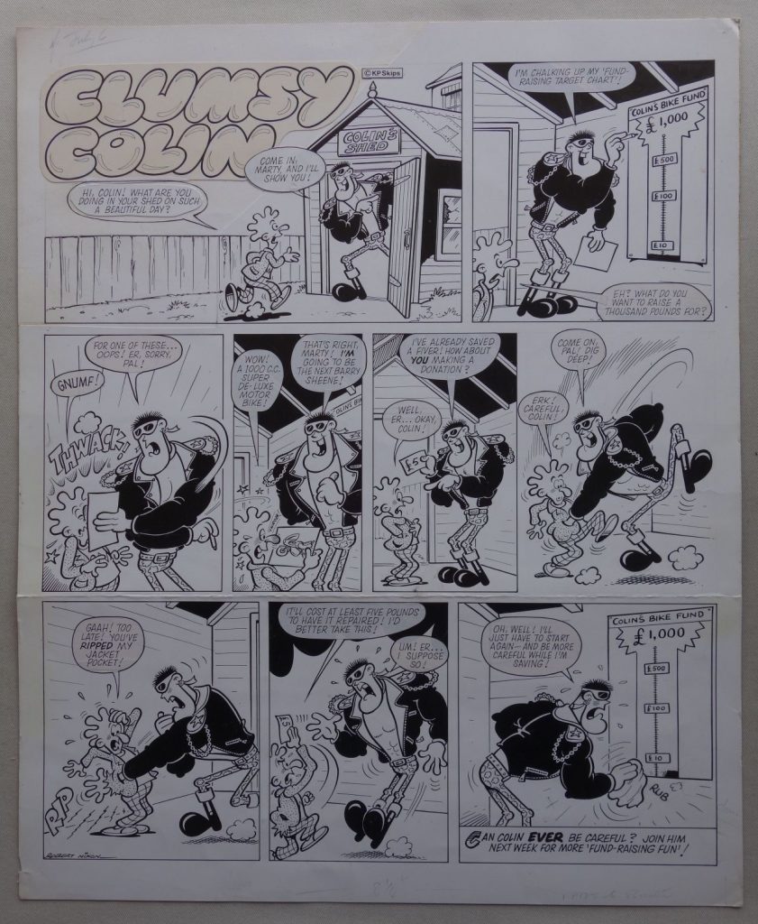 "Clumsy Colin" by Robert Nixon, for a strip that appeared in Buster cover dated 6th July 1985