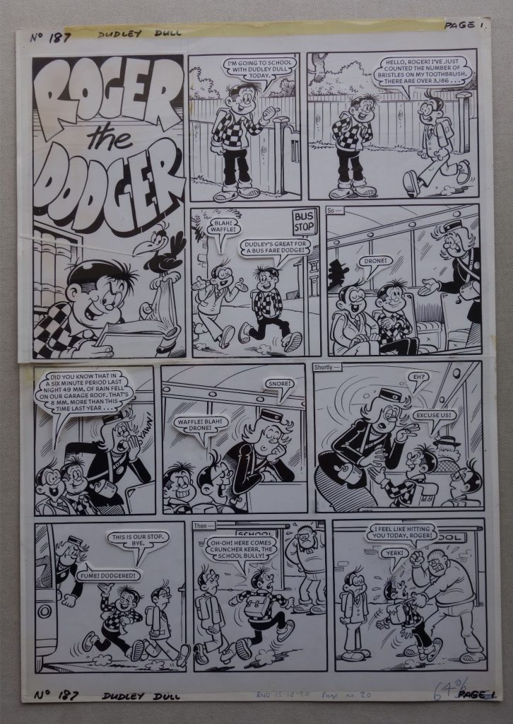 "Roger the Dodger" by Robert Nixon, published in Beano comic cover dated 13th October 1990