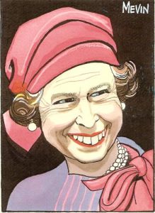 The Queen by Bill Mevin - undated caricature