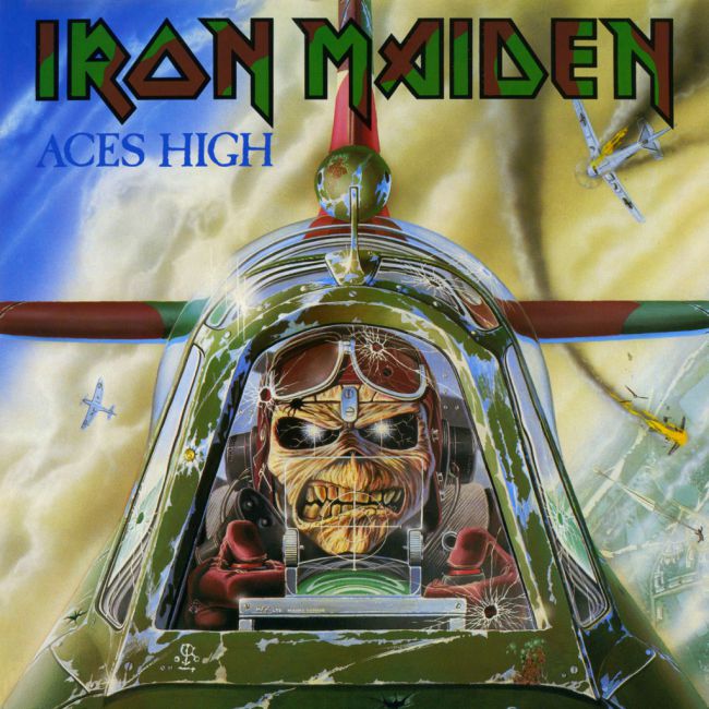 Iron Maiden - "Aces High" single cover by Derek Riggs