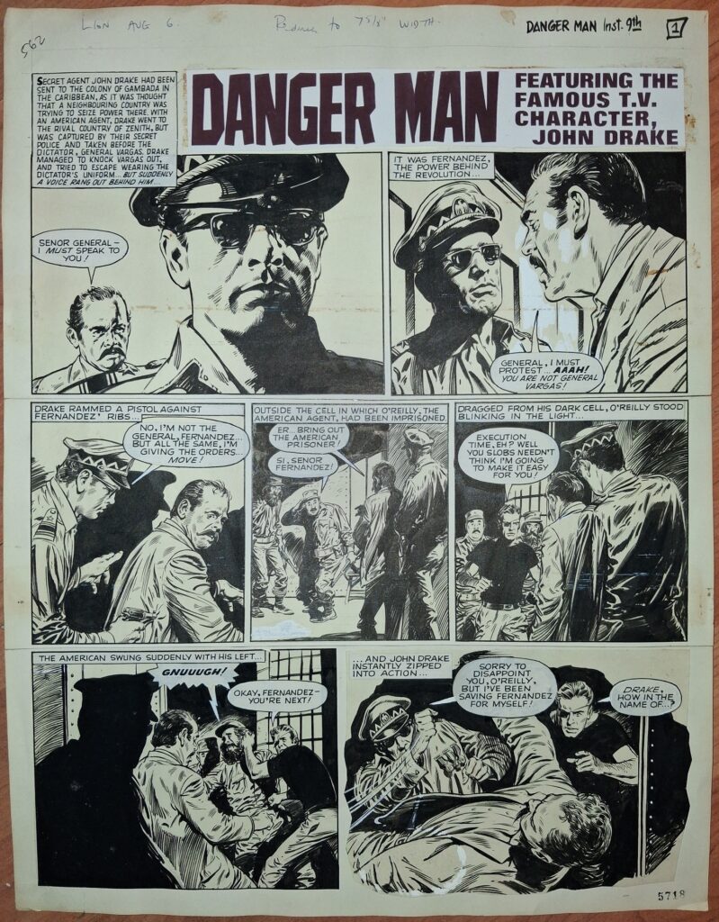 Lion cover dated 6th August 1966 - Danger Man Page One - with thanks to Tim Barnes