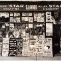 The shop front of S. Lavner, newsagent, 241 Bethnal Green, London, circa 1951. Released as part of a publicity pack for "Nigel Henderson's Streets" in 2017. Photo © Nigel Henderson Estate
