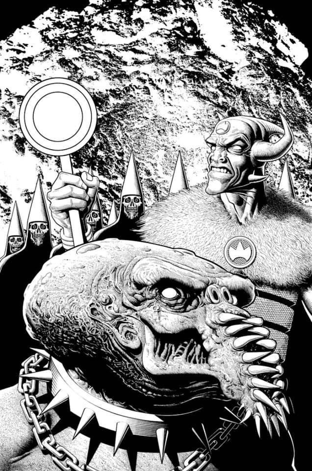 Brian Bolland’s inks for his Rok the God variant limited edition cover