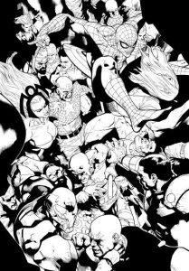 Gerry Alanguilan's inks over Leinil Francis Yu for Civil War 2 #1 (Marvel Comics, 2015)