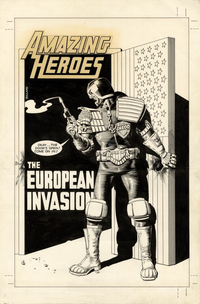 Amazing Heroes #52 Cover featuring Judge Dredd by Brian Bolland