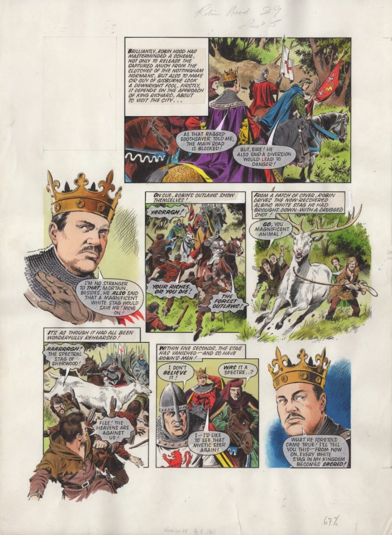 Art for a 1984 episode of Robin of Sherwood strip drawn by Mike Noble. Via ComicArtFans