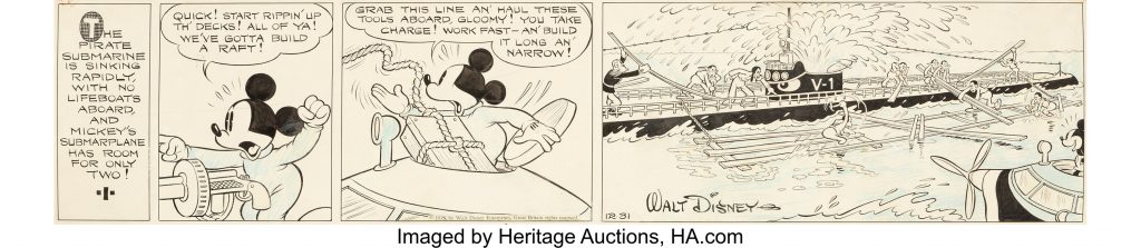 Floyd Gottfredson and Ted Thwaites Mickey Mouse Daily Comic Strip Original Art dated 31st December 1935 (Disney Enterprises & King Features Syndicate, 1935)