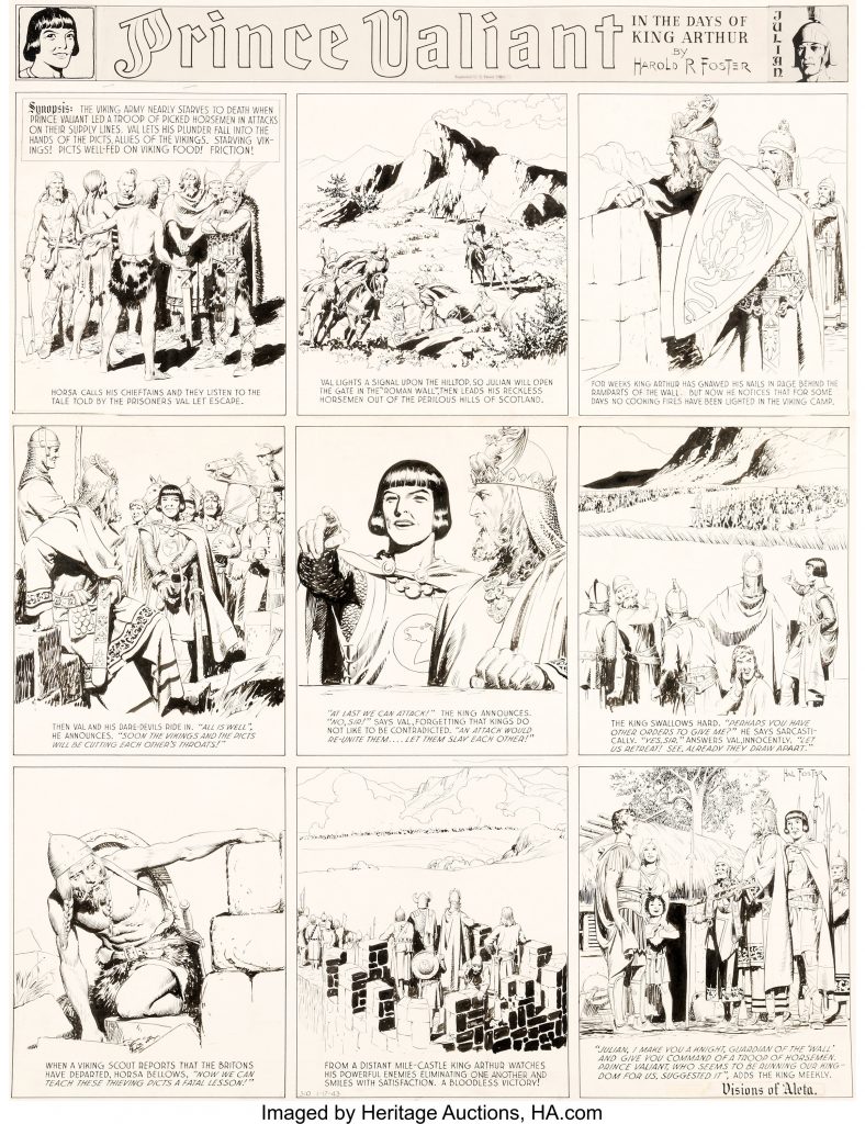 Hal Foster Prince Valiant #310 Sunday Comic Strip Original Art dated 17th January 1943 (King Features Syndicate, 1943)
