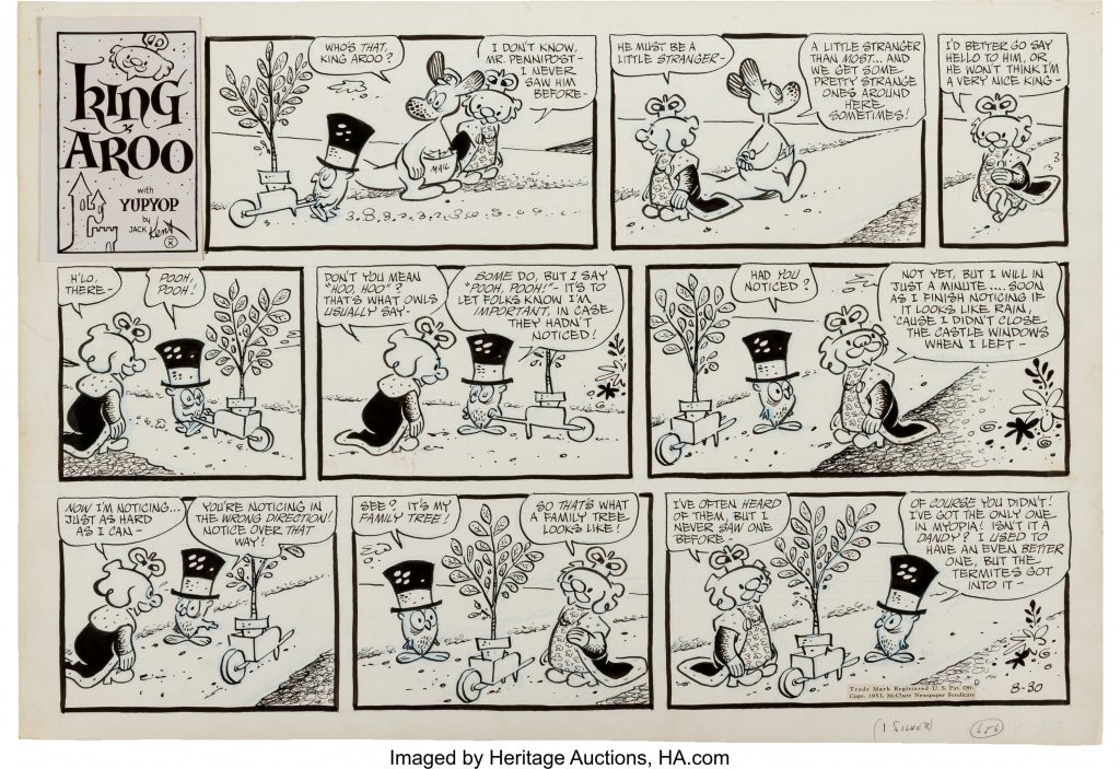 Previously sold by Heritage Auctions: a Jack Kent "King Aroo" Sunday Comic Strip Original Art Dated 30th August 1953 (McClure Newspaper Syndicate, 1953)