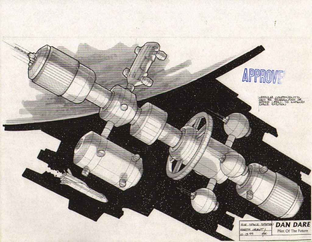 Illia Space Station. Concept art for Dan Dare: Pilot of the Future by Dave Max