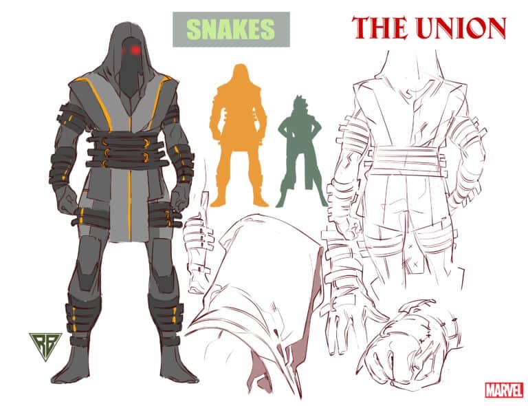 Character design for Marvel Comics The Union's Snakes by R. B. Silva