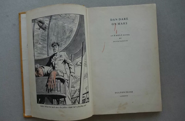 The frontispiece of Dan Dare on Mars, a novel based on the comic strip