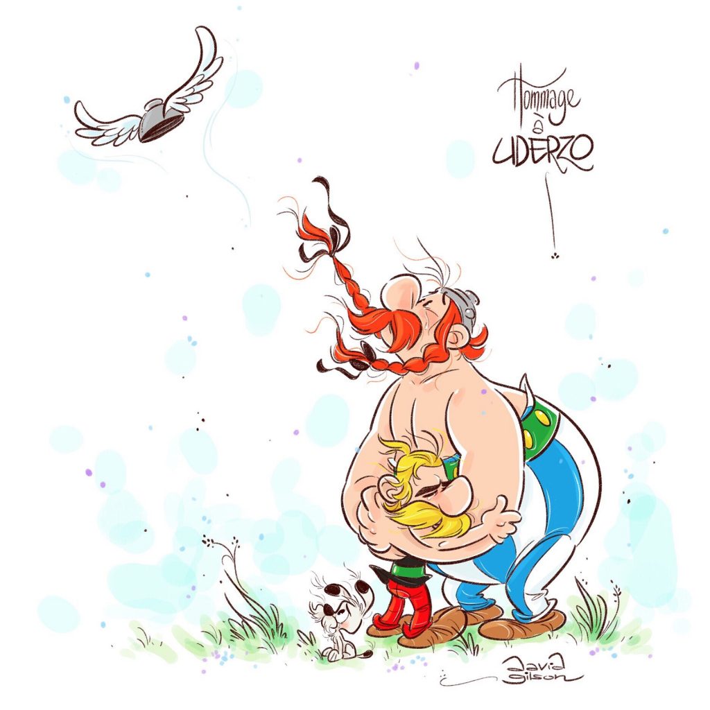 A tribute to Albert Uderzo by David Gilson, author of the comic strip "Bichon" at Tchô / Glénat