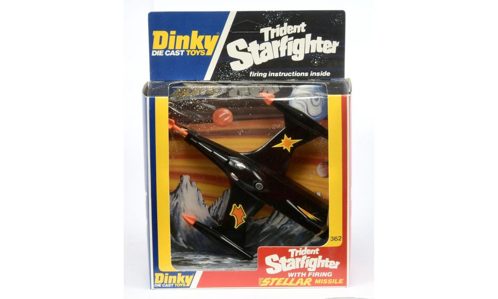 Dinky 362 Trident Starfighter with Firing Stellar Missile - black, orange, yellow
