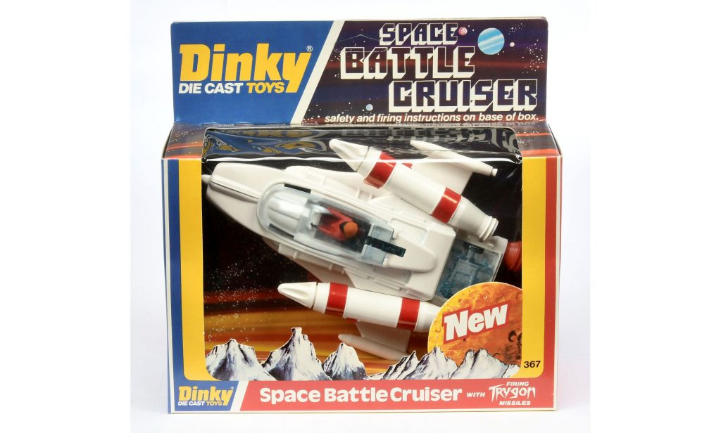 Dinky 367 Space Battle Cruiser - white, red with firing Trygon Missiles