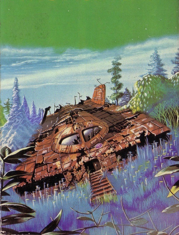Art by Tim White for the cover of Monument by Lloyd Biggle Jnr - also used for a paperback edition