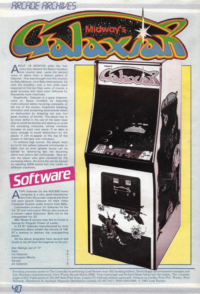 Strange to think that by 1983 "Galaxians" was considered an "Archive" game...
