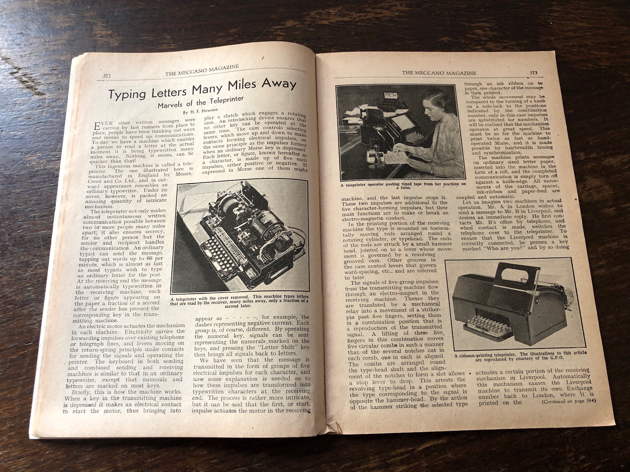 Meccano Magazine, November 1944 - Teleprinter Article