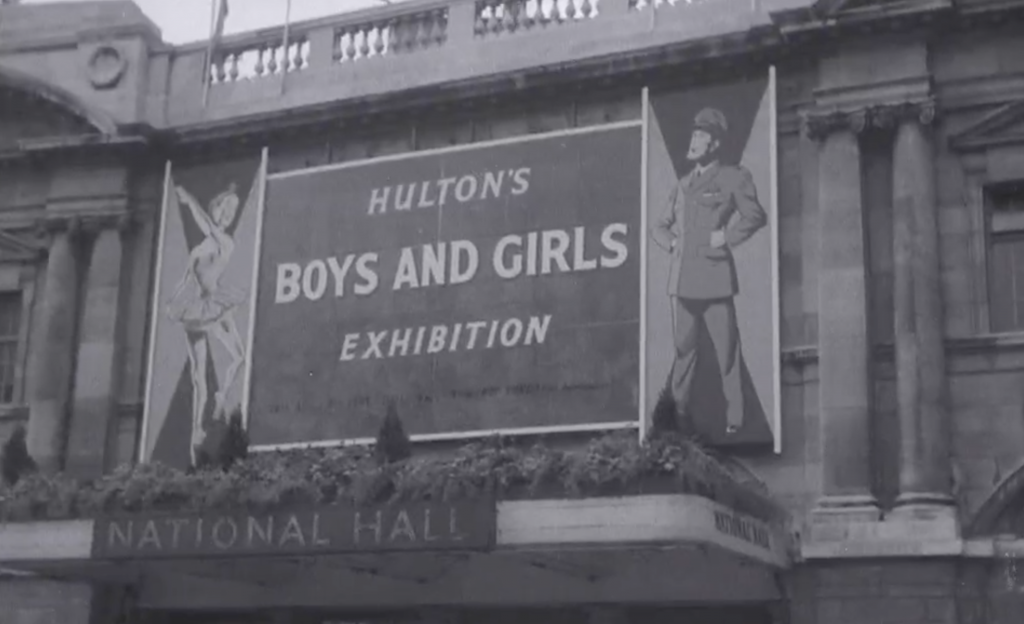 Exterior signage for the Boys and Girls Exhibition 1956
