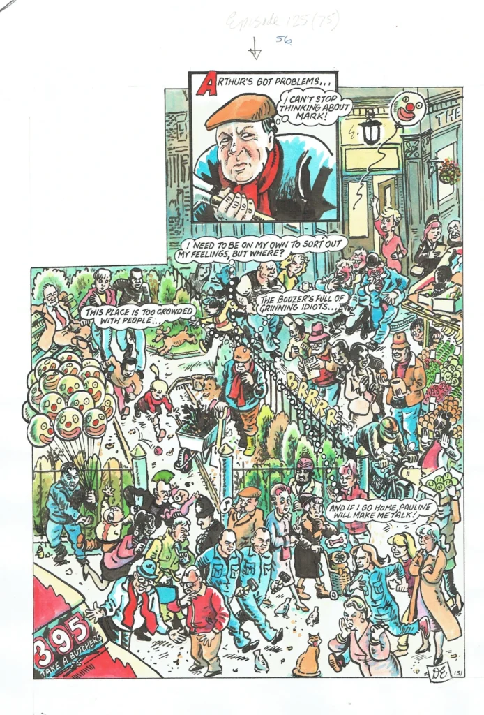 EastEnders comic strip for Fast Forward, art by David English 