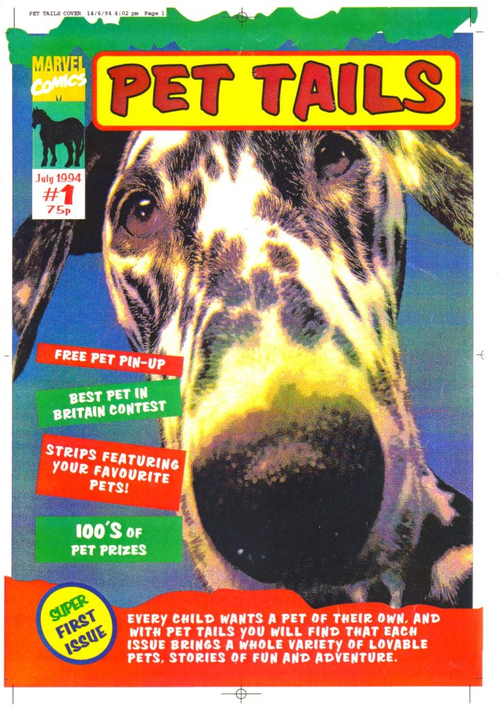 A dummy cover for Pet Tails, a Marvel UK proposed project