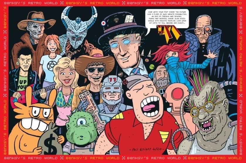 Phil Elliott’s montage of his takes on all The77 Issue #1 characters
