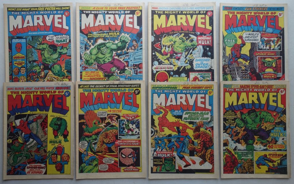 Mighty World of Marvel comic #2-9 (1972)