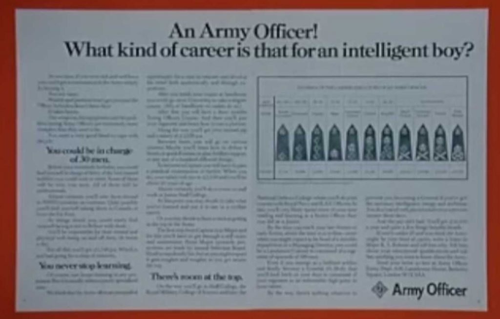 1973 UK Army Recruitment Advertisement created in response to research into war comics