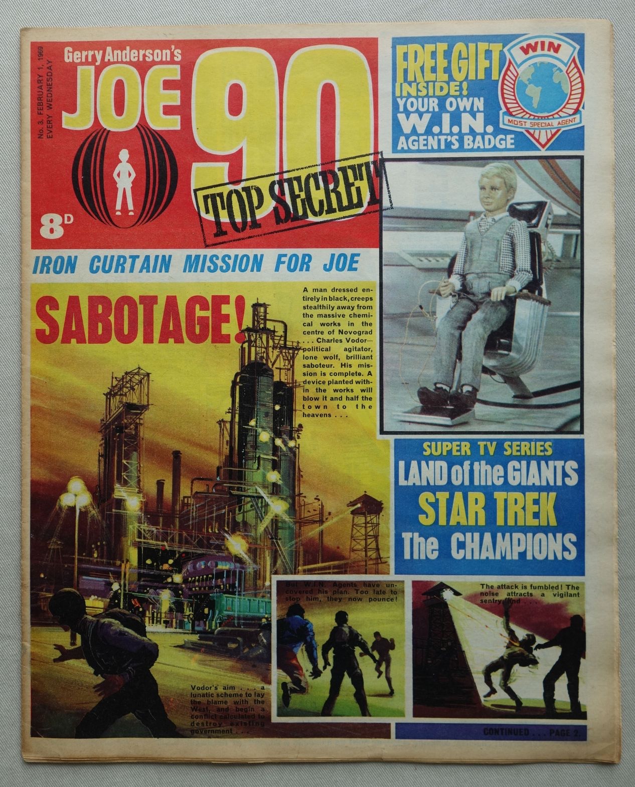 Joe 90 No. 3 - cover dated 1st February 1969