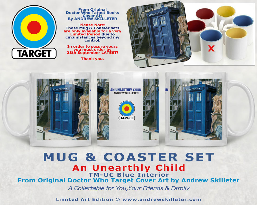 Doctor Who Target Books Retro Mug and Coasters - The Unearthly Child by Andrew Skilleter 