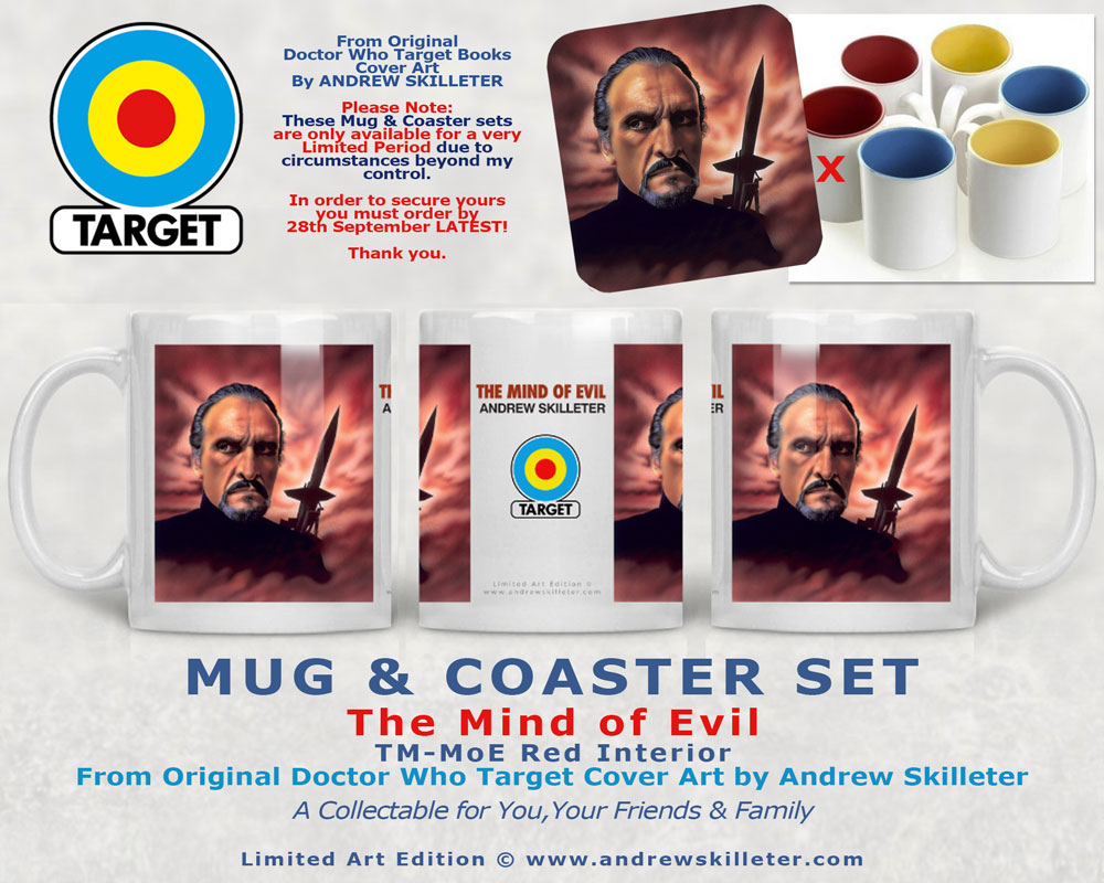 Doctor Who Target Books Retro Mug and Coasters - The Mind of Evil by Andrew Skilleter 