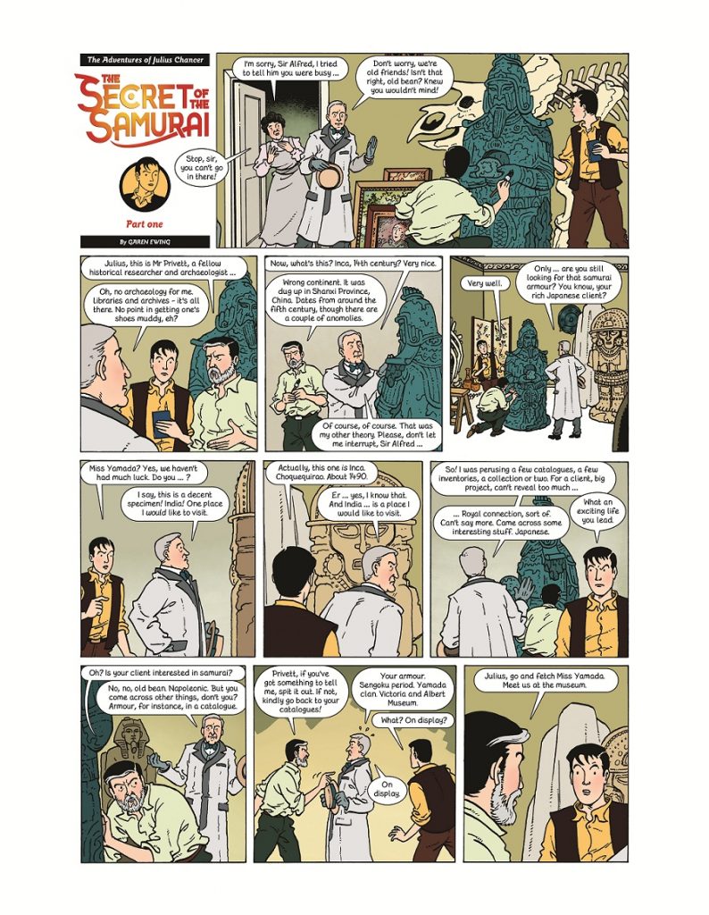 A page from the original publication of The Secret of the Samurai by Garen Ewing, from The Phoenix Comic
