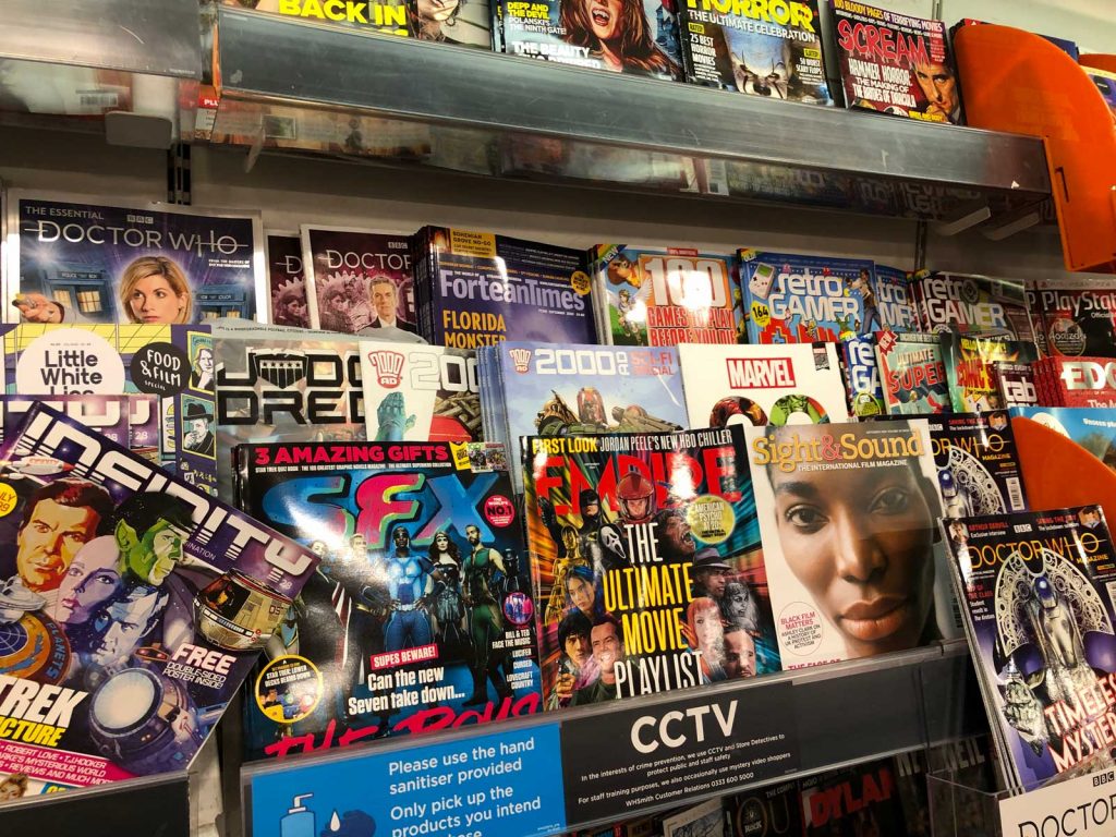 Teen-targeted comics and magazine rack in WHSmith Lancaster - August 2020