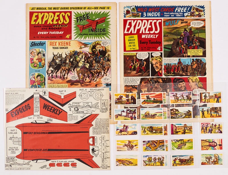 Express Weekly (1956-58) 115, 198, 115 with free gift  Sky Screamer, 198 with free gift Wild West Card Set of 25 cards complete (and collected from several further issues)