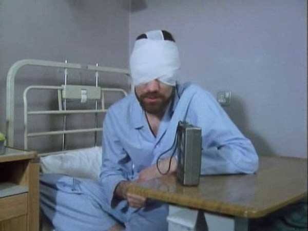 John Duttine as Bill Masen, recovering from a triffid attack in the opening episode of The Day of the Triffids