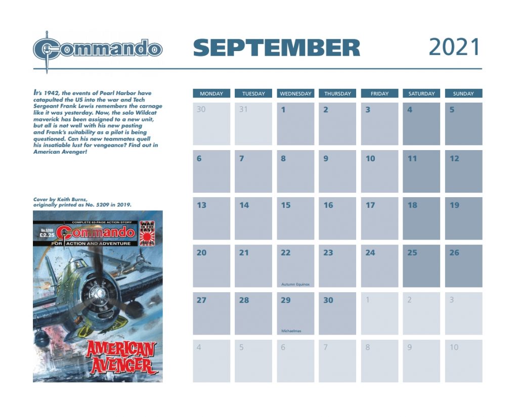 Commando Calendar 2021 - September