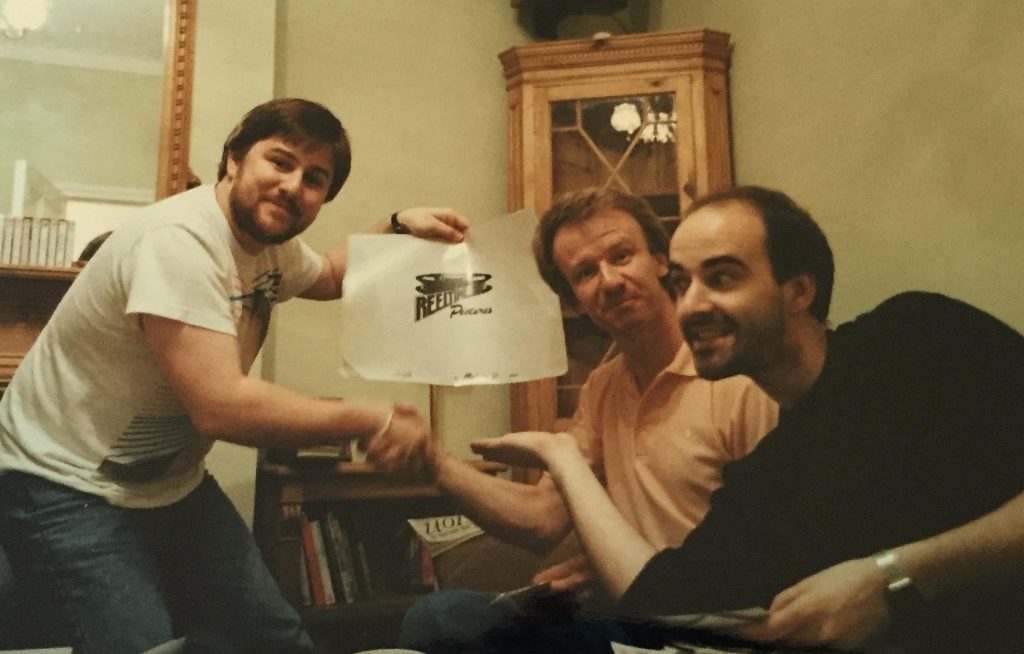 Animator and documentary producer and director Kevin Davies, Reeltime Pictures Keith Barnfather and actor and writer Nicholas Briggs, snapped during a meeting to discuss an animated Daleks project pitched directly to Terry Nation, back in the 1990s. (Nicholas was not directly involved in this project’s development). Photo: John Freeman