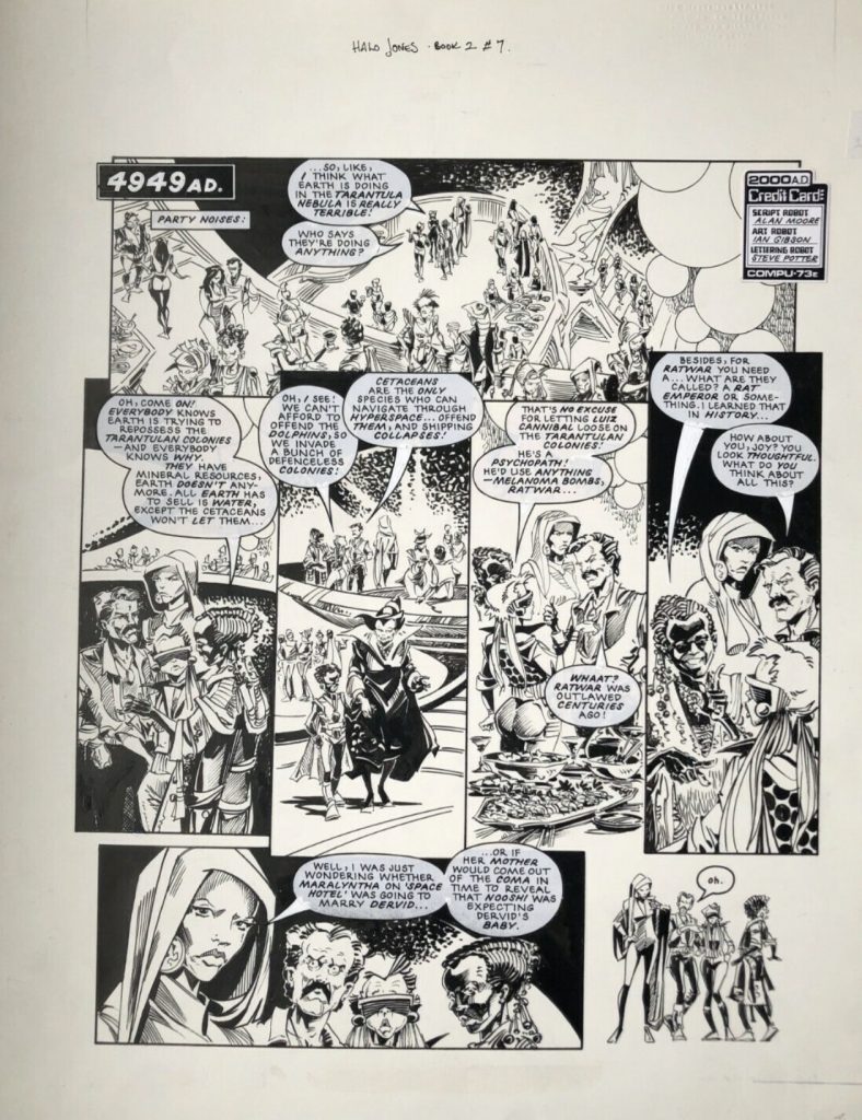 A page from “The Ballad of Halo Jones” from 2000AD Prog 412, published in April 1985. Art by Ian Gibson