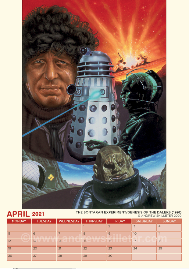 Andrew Skilleter’s Doctor Who VHS Cover Art Calendar 2021 - Genesis of the Daleks/ The Sontaran Experiment