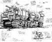 Robin Smith's design for the Helltrekkers Rad Wagons for the abandoned 1984 Judge Dredd spin-off comic