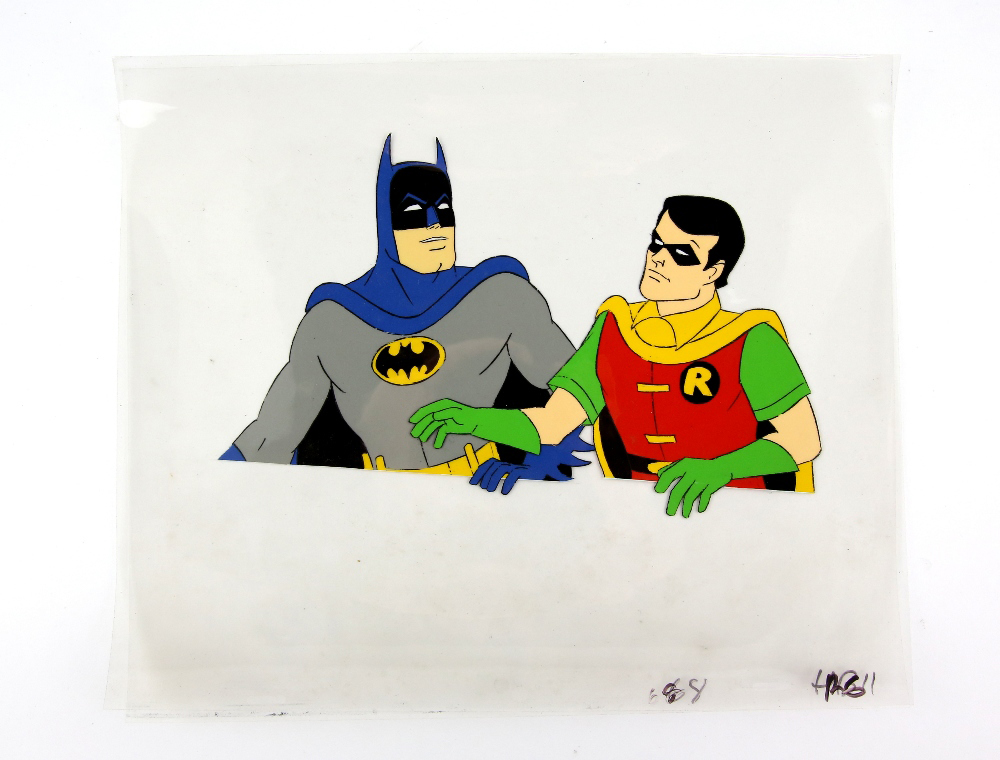 Batman And Robin - Original painted cels for an animated production from the 1960’s, Robin superimposed upon Batman, 10.5 x 12.5 inches (2). Purchased in Cineart Gallery